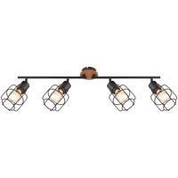 Strahler Willa 4-Flammig verstellbar L: 80 cm - Schwarz/Braun, Basics, Holz/Metall (80/11/24cm) - Globo