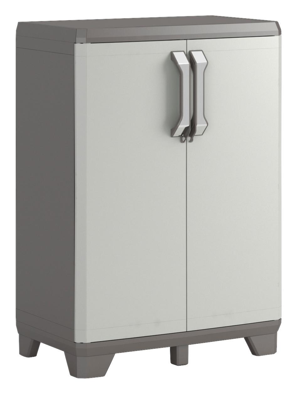 Kunststoffschrtank Tidy Nieder 68/97/39 cm - Hellgrau/Grau, Basics, Kunststoff (68/97/39cm) - Keter