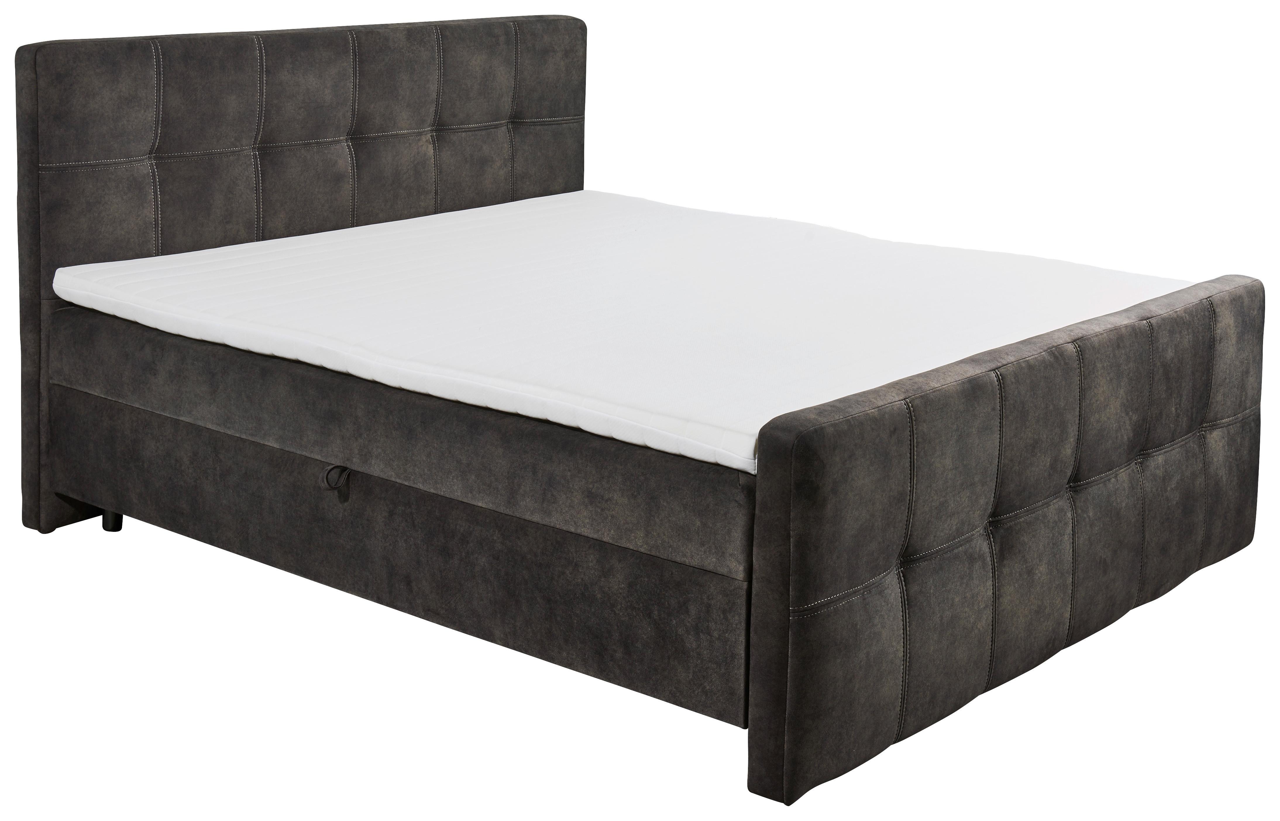 Boxbett Mit Topper & Bettkasten 160x200 Valetta - Dunkelbraun/Schwarz, MODERN, Holzwerkstoff/Textil (160/200cm) - MID.YOU