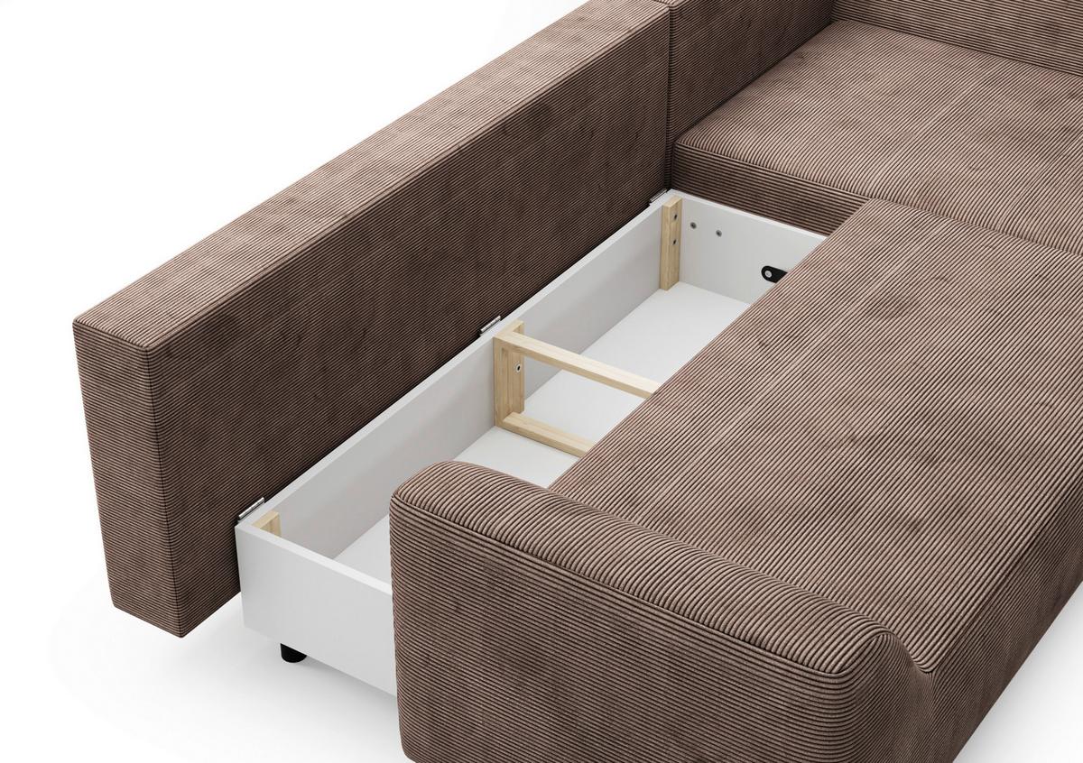 Eckschlafsofa Asolo Braun S: 273x167 Cm - Schwarz/Braun, Design, Textil (273/167cm) - MID.YOU