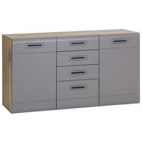 Kommode mit Griffleiste 150 cm Auris Eiche Dekor/Basalt - MODERN, Holzwerkstoff (150/81,3/43,1cm) - Luca Bessoni