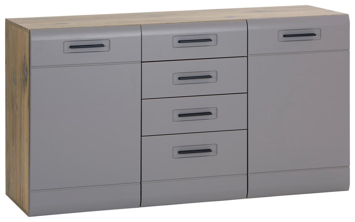 Kommode mit Griffleiste 150 cm Auris Eiche Dekor/Basalt - MODERN, Holzwerkstoff (150/81,3/43,1cm) - Luca Bessoni
