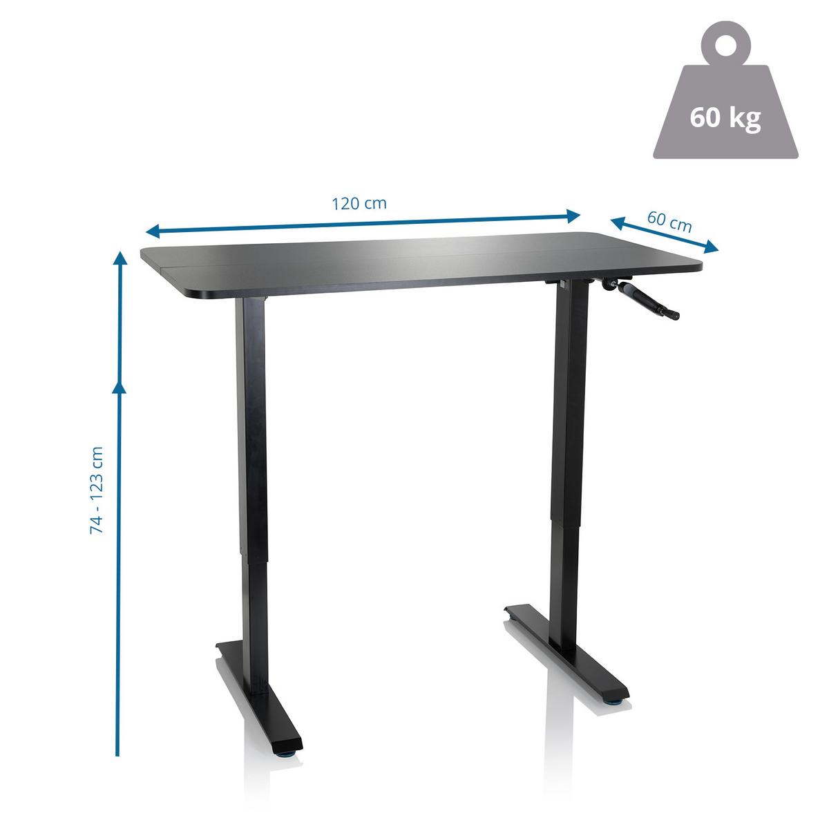 Schreibtisch Stand Cr Schwarz Höhenverstellbar B: 120 Cm - Schwarz, MODERN, Holzwerkstoff/Metall (120/74/60cm) - MID.YOU