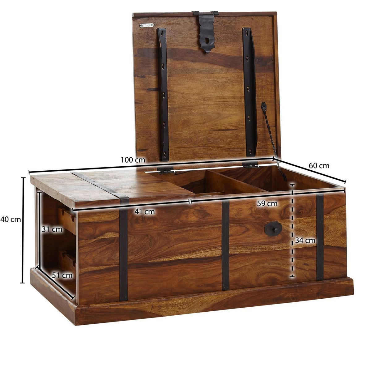 Couchtisch Sheesham Sheeshamfarben B: 60 Cm - Sheeshamfarben, Design, Holz (100/60/40cm) - MID.YOU