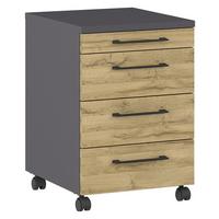 Rollcontainer Gw-Profi 2.0 - Eichefarben/Graphitfarben, KONVENTIONELL, Holzwerkstoff/Kunststoff (42/61/49cm) - Germania