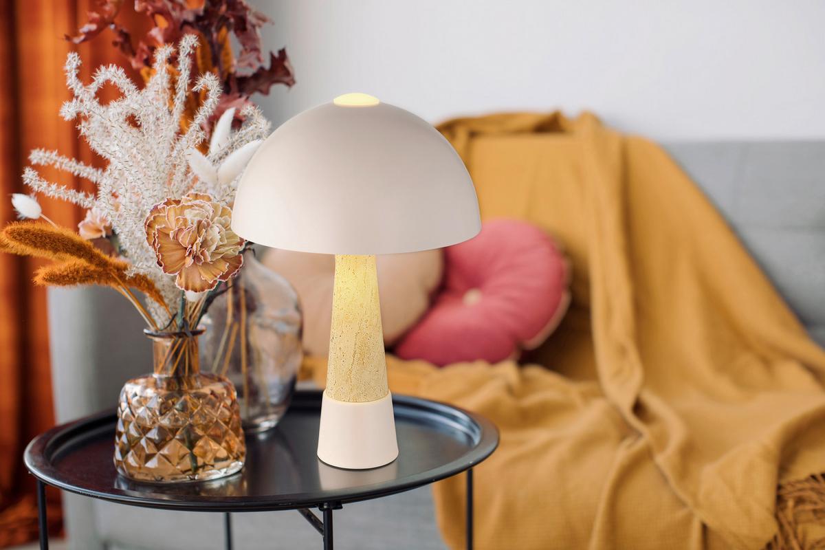 Tischleuchte Exkl. 1xe27, 40w - Champagner/Beige, Design, Kunststoff/Metall (25/36,5cm) - Globo