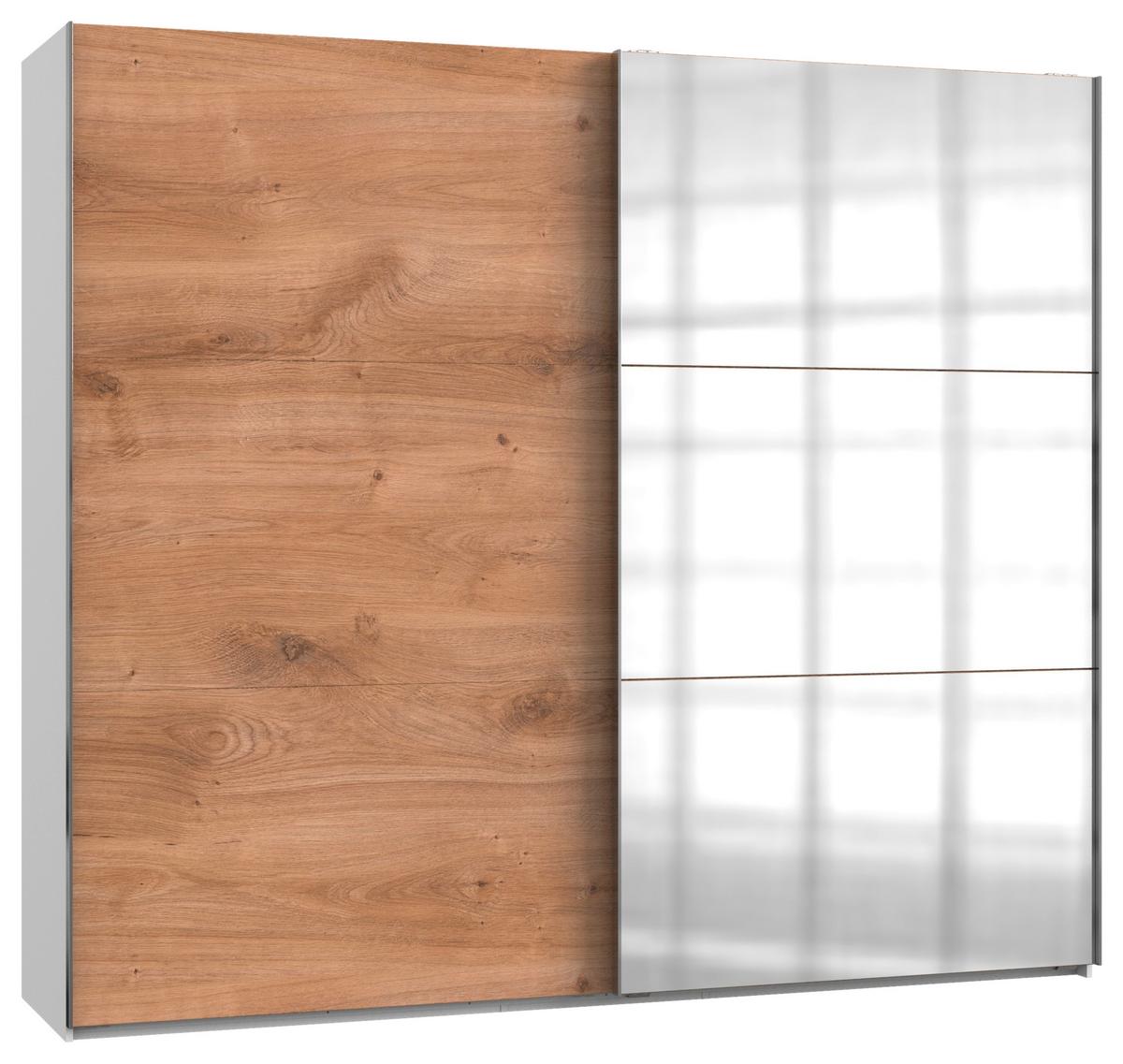 Schwebetürenschrank B: 250 Cm Level, Weiß/eiche Dekor - Eichefarben/Weiß, MODERN, Holzwerkstoff (250/216/65cm) - MID.YOU