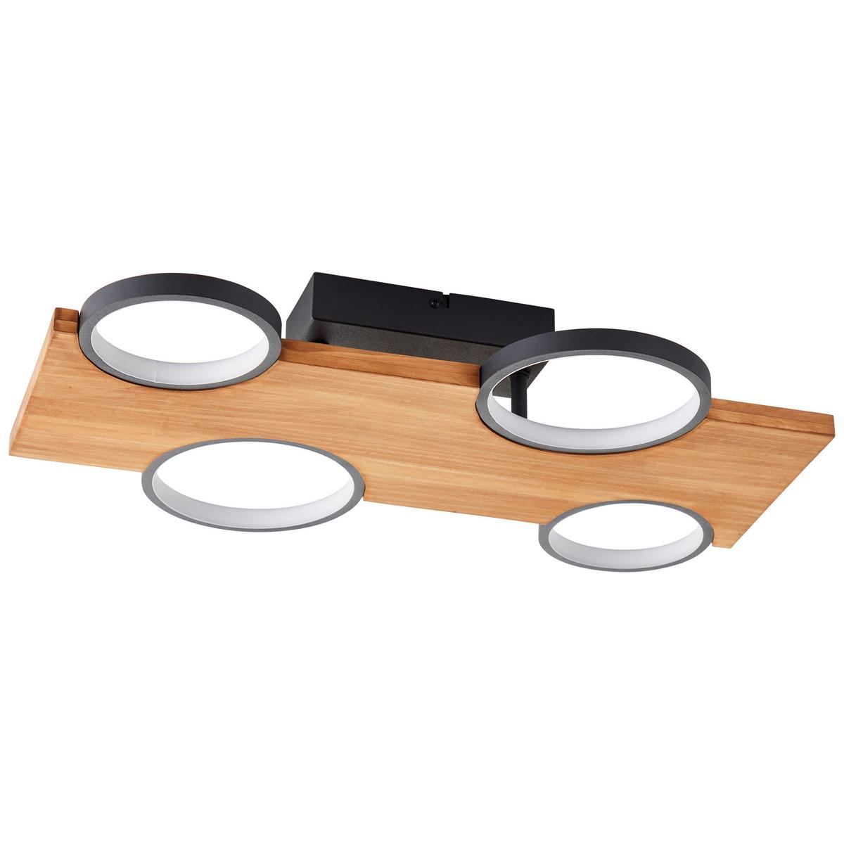 LED-Deckenleuchte G99937/76 Cheesy - Hellbraun/Schwarz, Natur, Holz/Metall (10,2/55/34,6cm) - Brilliant