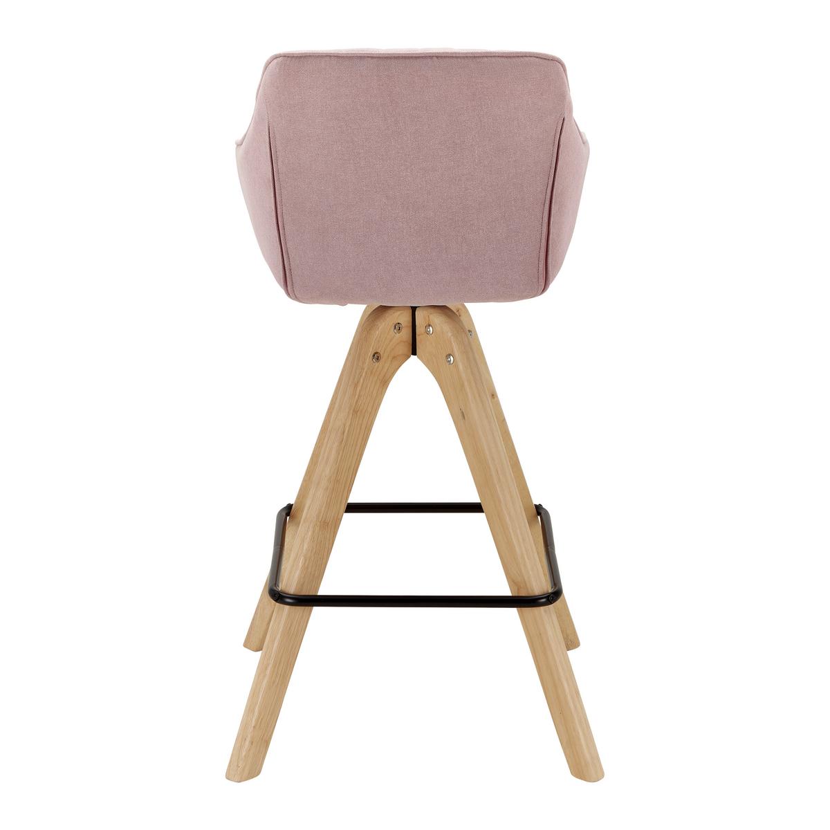 Barová židle LEONIE otočný sedák - růžová/barvy dubu, Moderní, kov/dřevo (55/106/56cm) - Bessagi Home