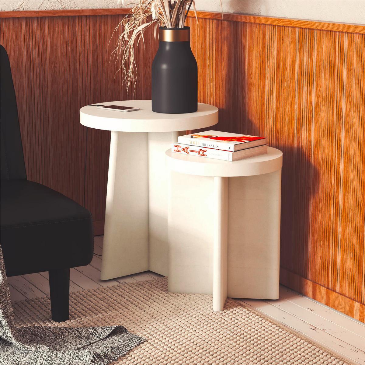 Beistelltisch-set 2er Liam Beige D: 50 Cm - Beige, Design, Papier/Holzwerkstoff (50/62cm) - MID.YOU
