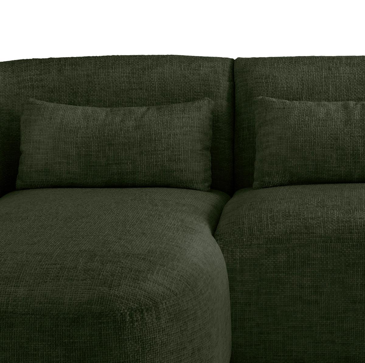 Ecksofa Caponi Dunkelgrün S: 160x256 Cm - Dunkelgrün/Schwarz, MODERN, Textil (160/256cm) - Livetastic