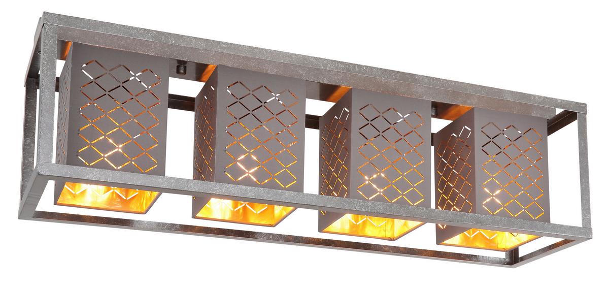 Deckenleuchte Thomas L: 75 cm 4-Flammig - Silberfarben/Goldfarben, Design, Textil/Metall (75/20/22,5cm) - Globo