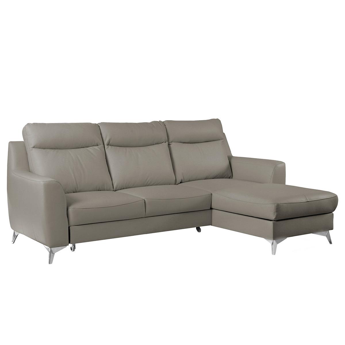 Ecksofa Gio Schlammfarben S: 168x236 Cm - Chromfarben/Schlammfarben, Design, Leder/Textil (236/168cm) - Livetastic