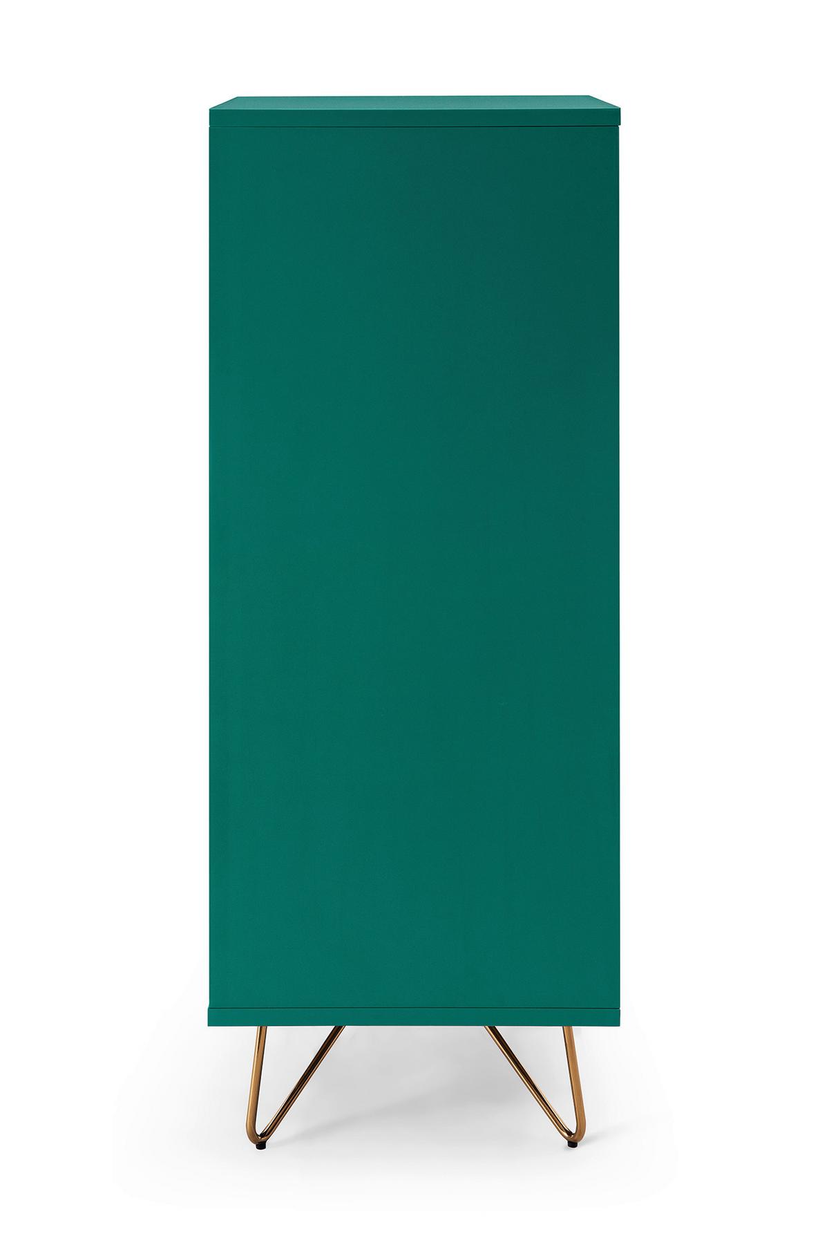 Kommode Grün B: 45cm - Messingfarben/Grün, Design, Holzwerkstoff (45/110/40cm) - Livetastic