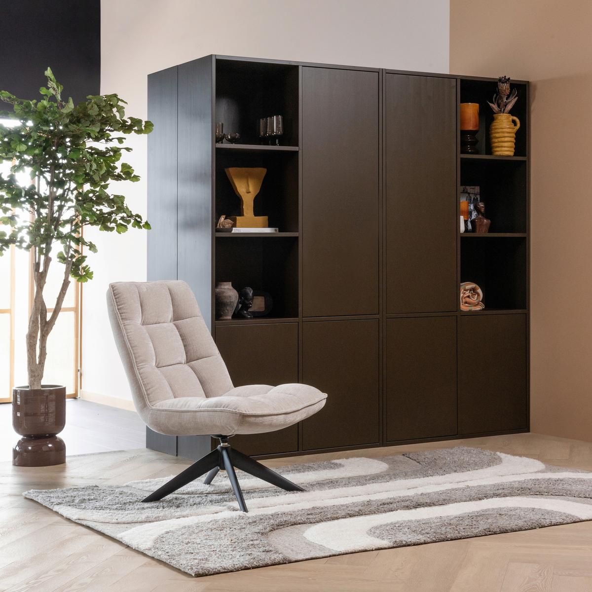 SESSEL Jouke Naturfarben B: 70cm - Schwarz/Naturfarben, MODERN, Textil/Metall (70/97/85cm) - Livetastic