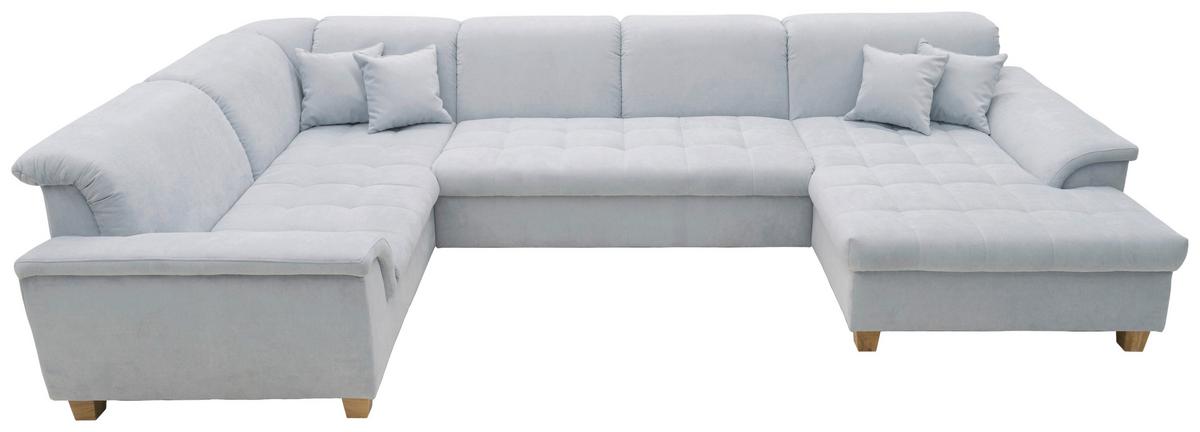 Wohnlandschaft Franzi Mit Schlaffunktion Pastellblau - Pastellblau/Eichefarben, KONVENTIONELL, Textil (214/352/170cm) - MID.YOU