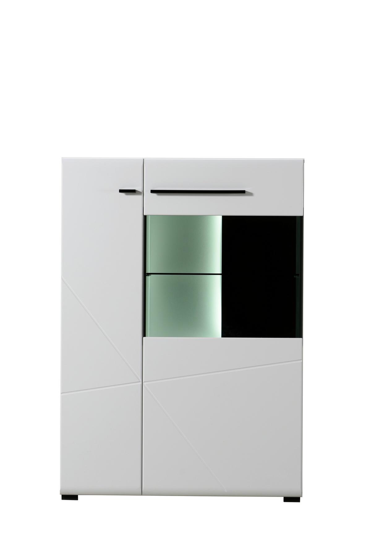 Vitrin Trentino - fehér, Modern, faalapú anyag/Üveg (87,5/124/35cm)