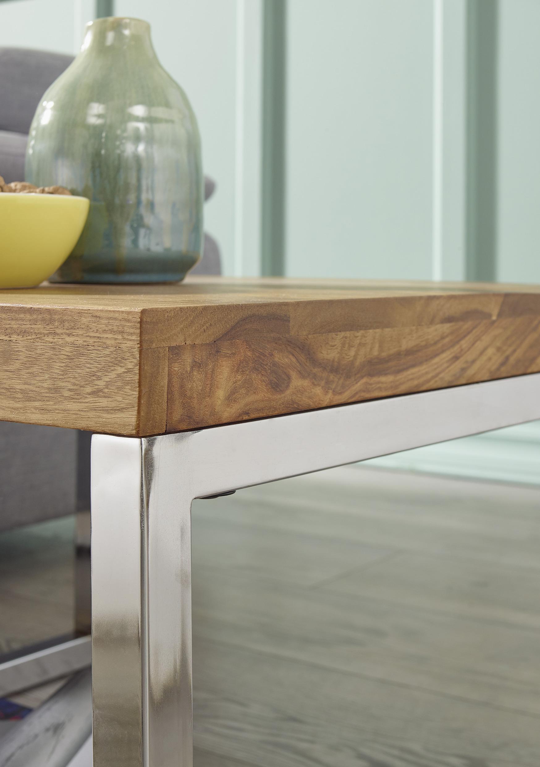 Beistelltisch quadratisch Guna aus Sheesamholz Detail Seite