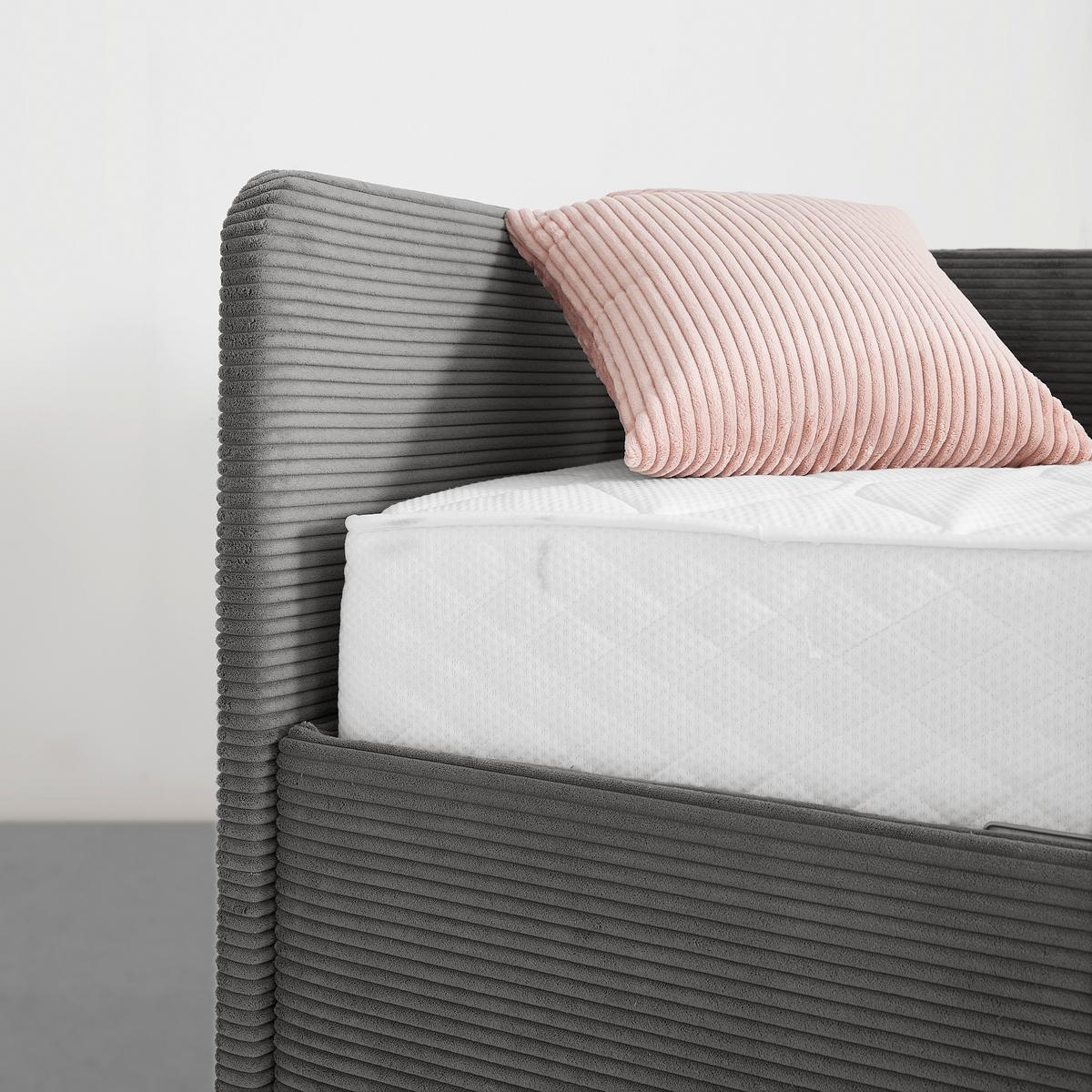 Posteľ Remi s bočnicami 140x200, poťah sivý - sivá/prírodná farba, Konventionell, drevo/textil (140/200cm)