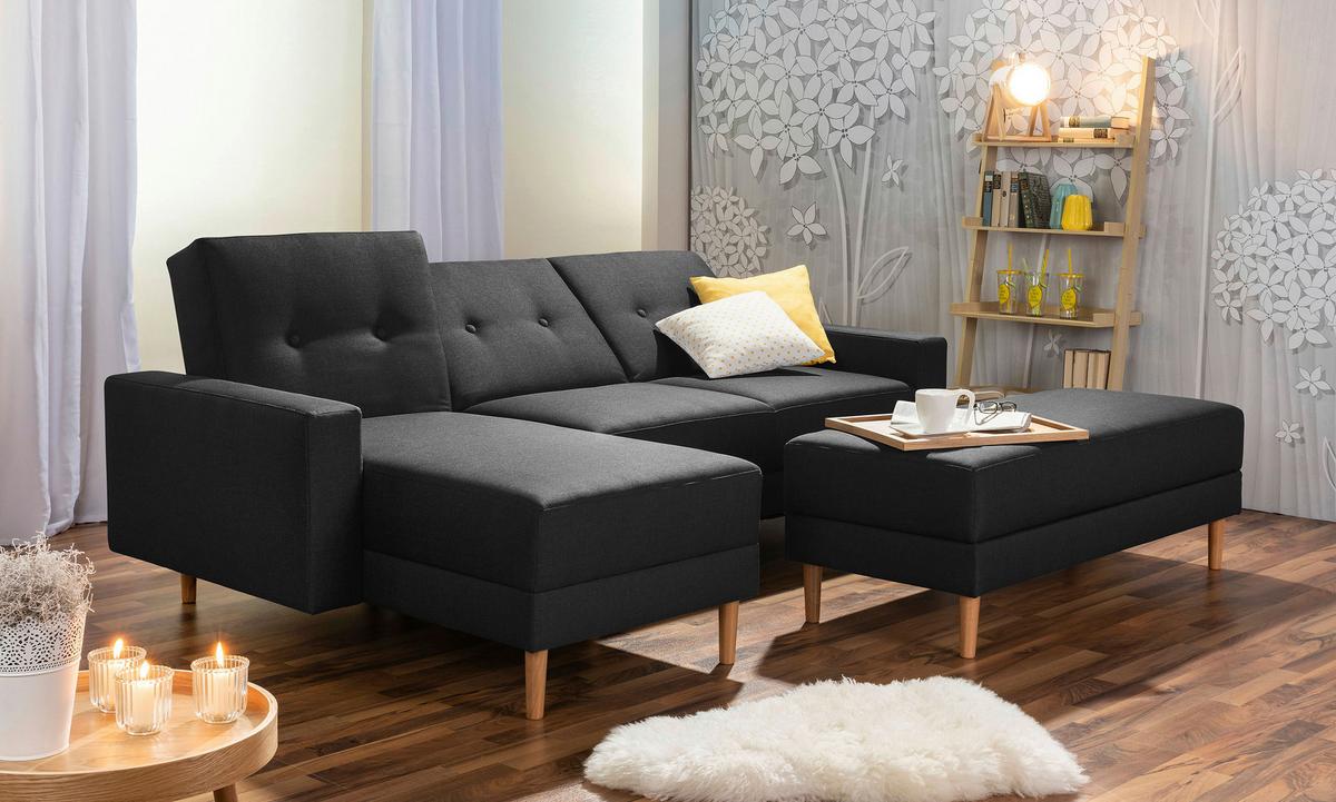 Eckschlafsofa Just Cool - Erlefarben/Schwarz, Design, Textil (230/93/152cm) - Max Winzer