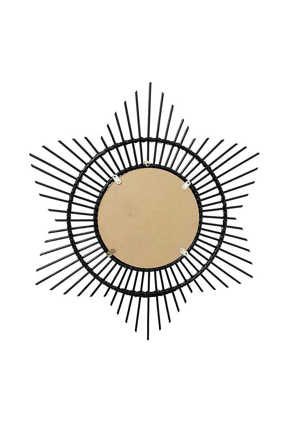 Wandspiegel Aina 52x52 cm Mita Rattan Rahmen - Schwarz, Trend, Glas/Holz (52/52/2cm) - Kayoom