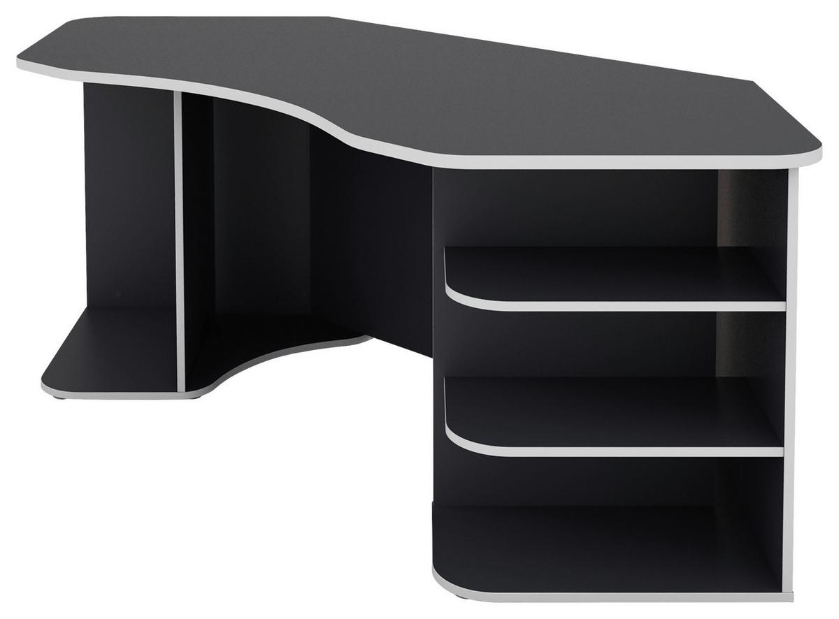 Eckschreibtisch mit Stauraum B 198 H 76cm Thanatos, Anthrazit - Anthrazit/Weiß, MODERN, Holzwerkstoff (198/85/76cm) - MID.YOU