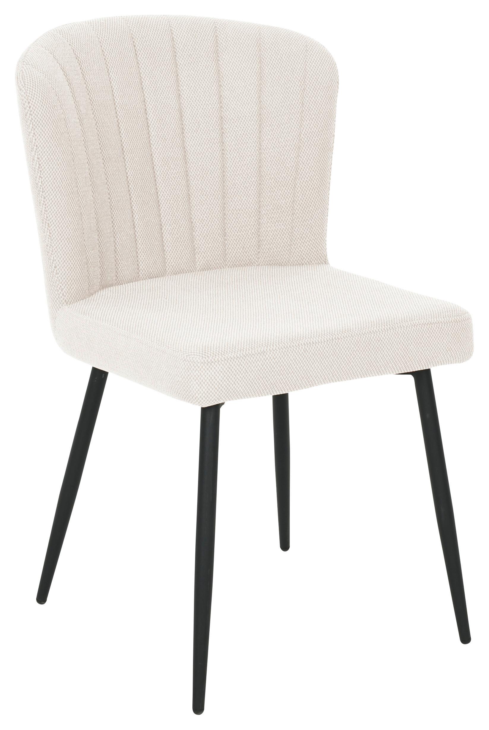 Vierfußstuhl Abbie Leinenoptik Beige, B: 52 cm - Beige/Schwarz, KONVENTIONELL, Holz/Textil (52/82/60cm) - P & B
