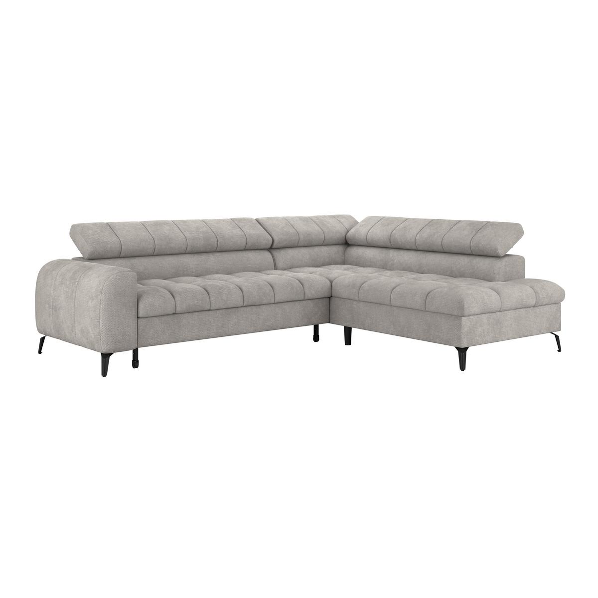 Ecksofa Volf Rechts New Hellgr Mit Schlaffunktion, 261x203 Cm - Hellgrau/Schwarz, Trend, Textil (261/203cm)