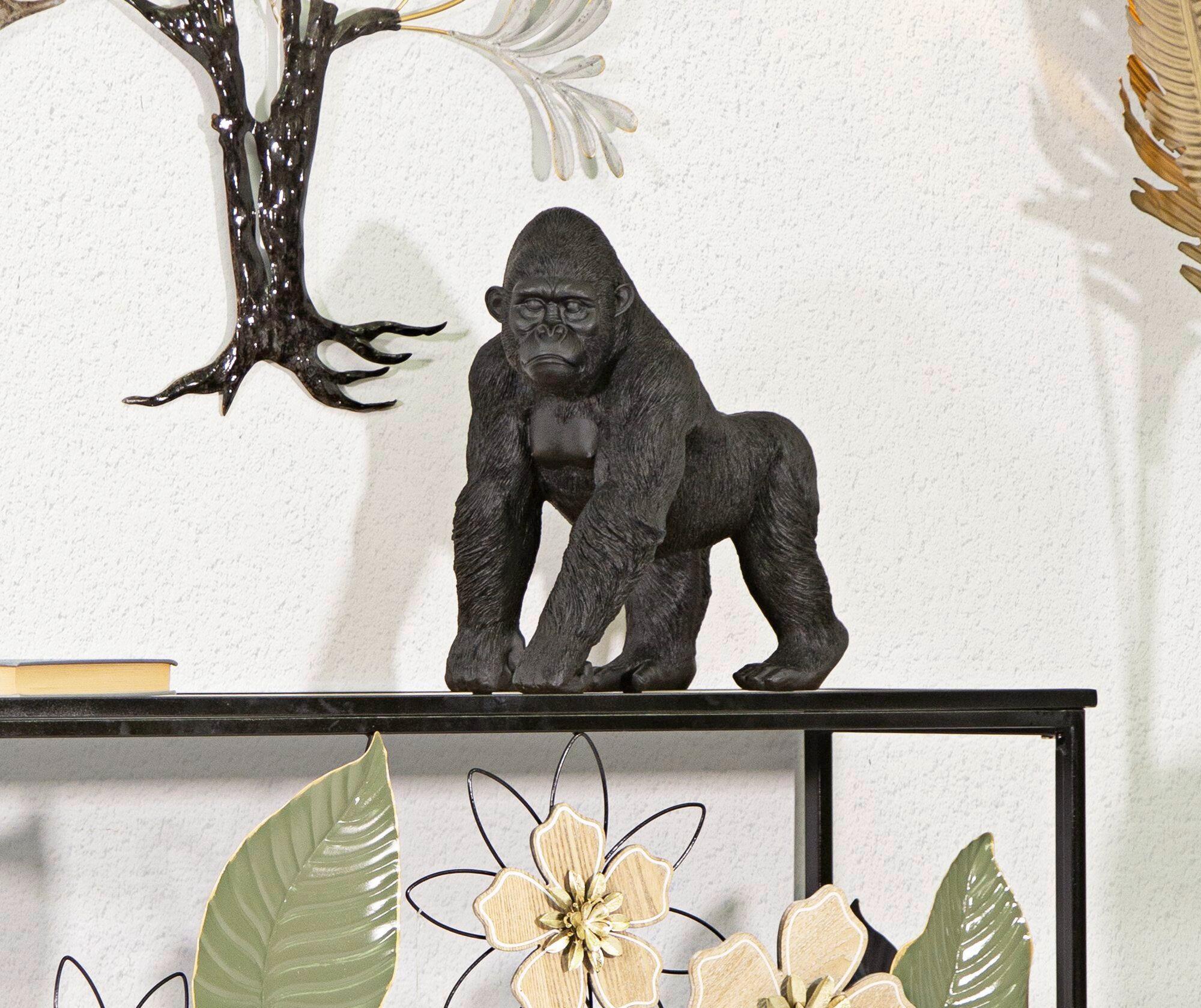 Skulptur Black Gorilla Schwarz, B: 35 cm - Schwarz, Basics, Kunststoff (35/37,5/21,5cm)
