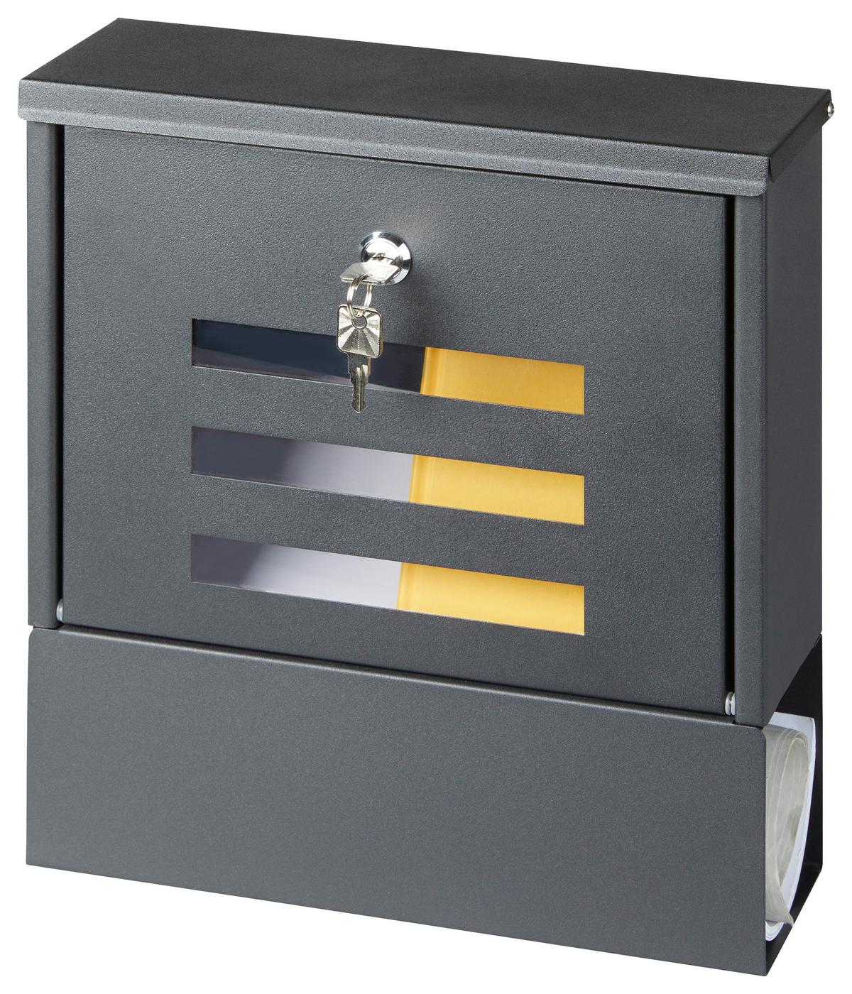 Briefkasten Anthrazit Rohan Mit Sichtfenster - Anthrazit, Design, Metall (30/33/9,5cm) - Homezone
