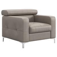 Polstersessel Sammy Grau Leder - Chromfarben/Grau, Design, Leder (99/78-92/106cm) - Livetastic