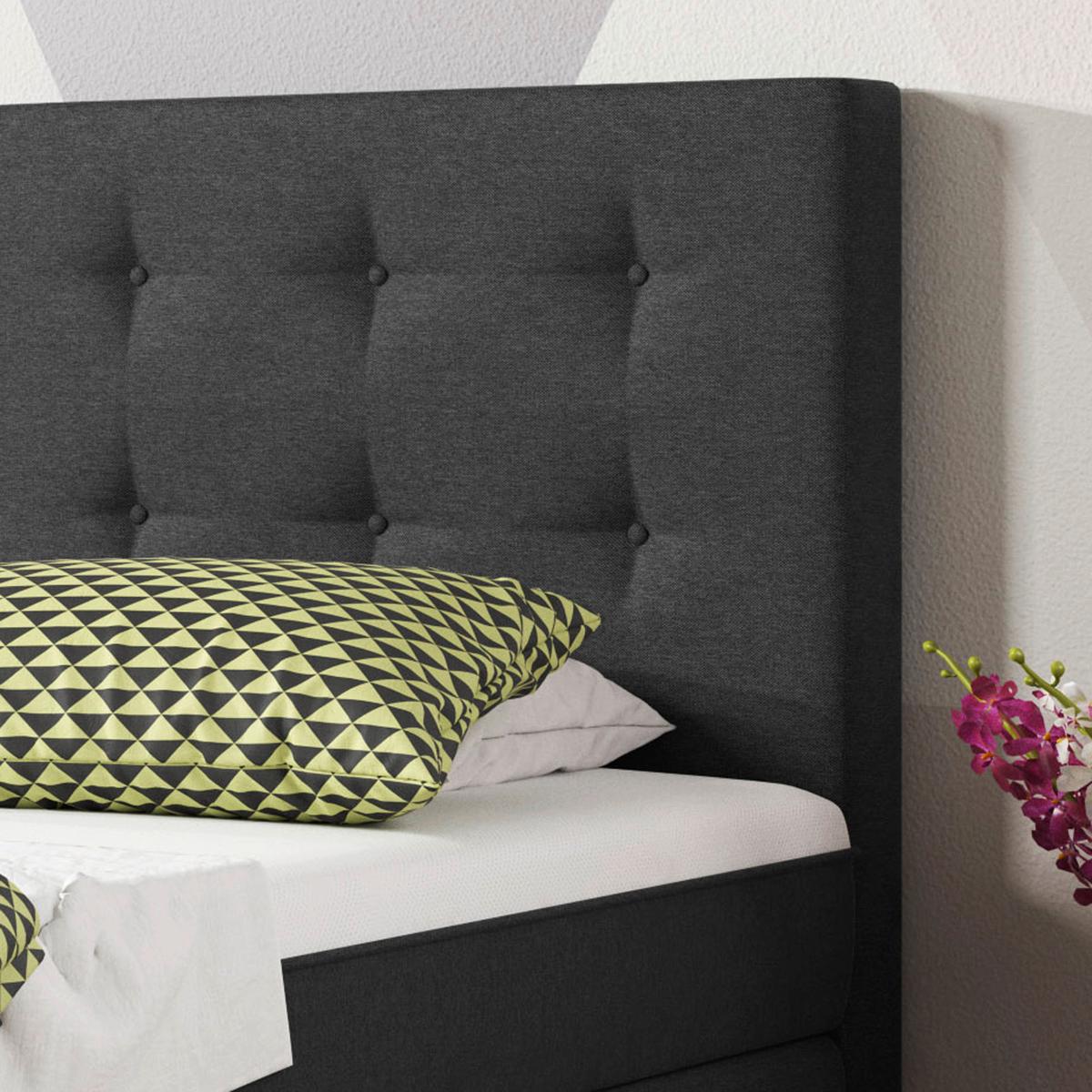 Boxspringbett 90x200 cm Köln Plus - Anthrazit/Silberfarben, KONVENTIONELL, Textil (90/115/210cm) - MID.YOU