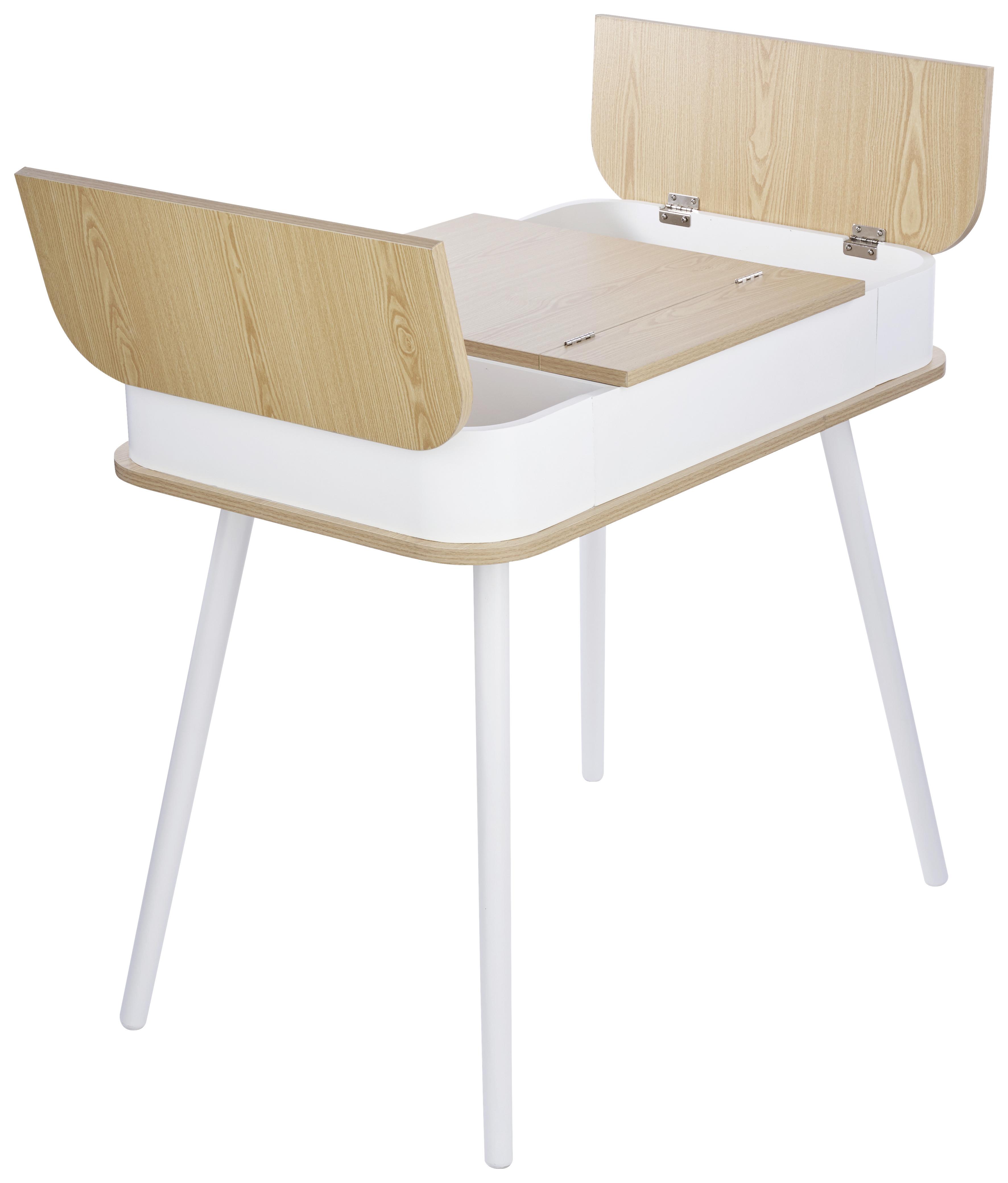 Kozmetický Stolík Anna - prírodné farby/biela, Basics, kov/kompozitné drevo (80/50/112cm)