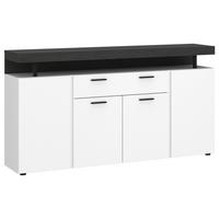 Kommode Fly Alpinweiß/ Weiß Hg/Dunkelgrau B: 164 cm - Weiß Hochglanz/Dunkelgrau, Trend, Holzwerkstoff (164/90/39,6cm)