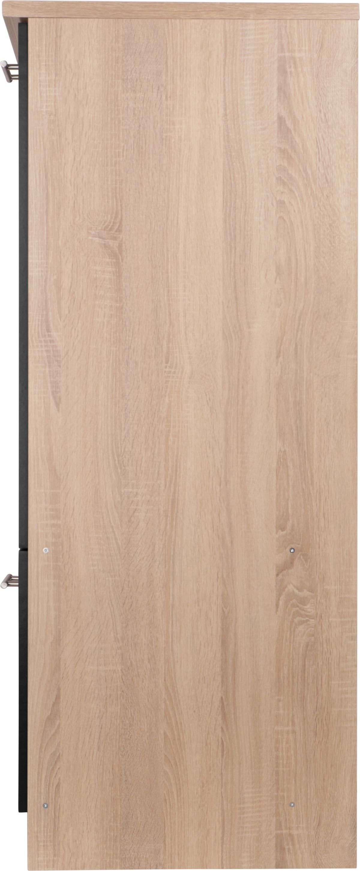 Geräteumbauschrank Merle Schwarz, Eiche Dekor B: 60 cm - Eichefarben/Schwarz, Basics, Holzwerkstoff (60/144,8/60cm) - Respekta
