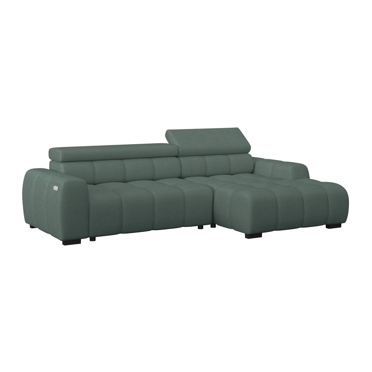Ecksofa Fargo S Grün, B: 285 Cm - Schwarz/Grün, Trend, Textil (285/168cm)