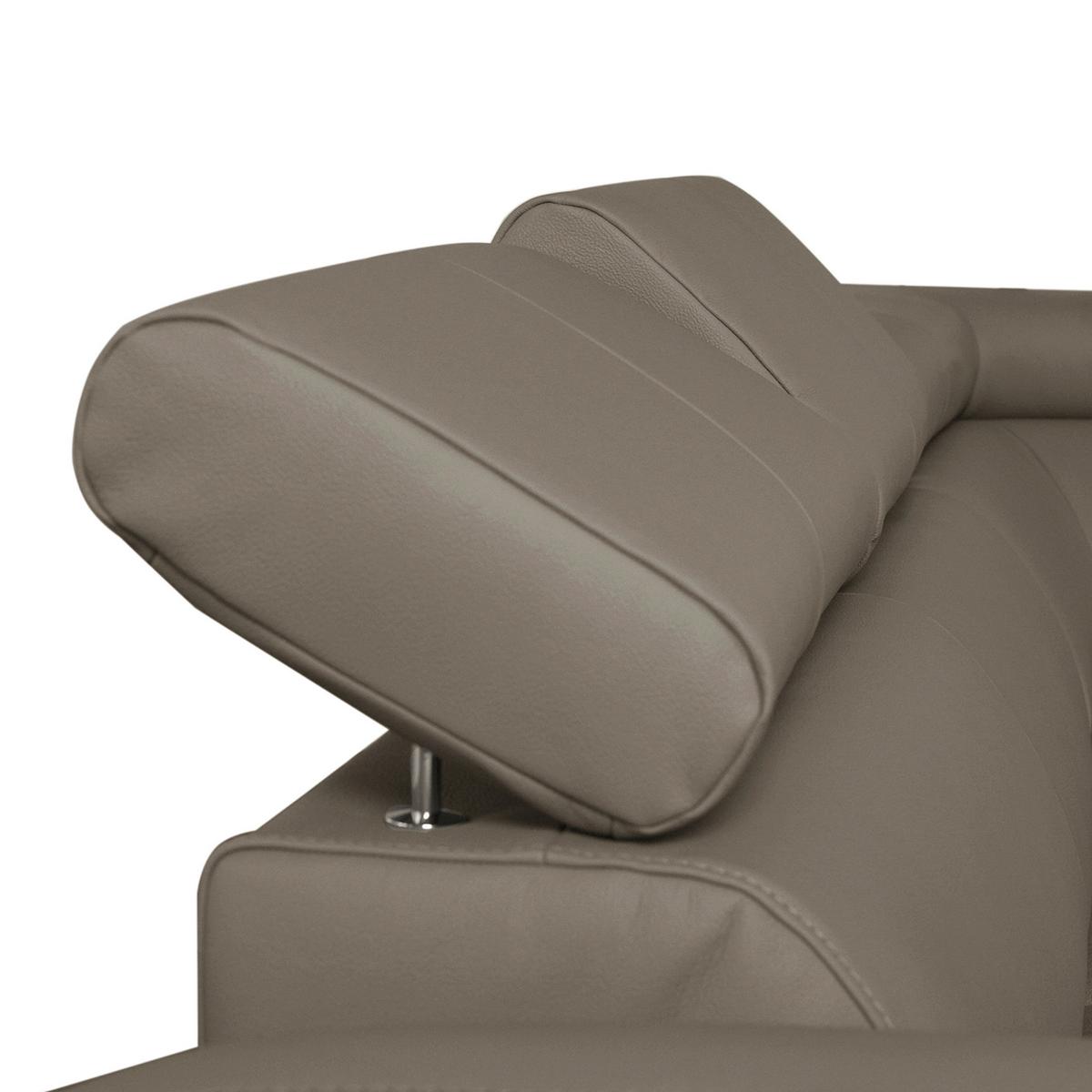 Ecksofa Aspen Taupe S: 245 Cm - Taupe/Chromfarben, Design, Leder/Textil (245/208cm) - Livetastic