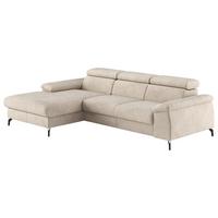 Ecksofa mit Schlaffunktion & Bettkasten Kitty Beige - Beige/Schwarz, Design, Textil (166/244cm) - Livetastic