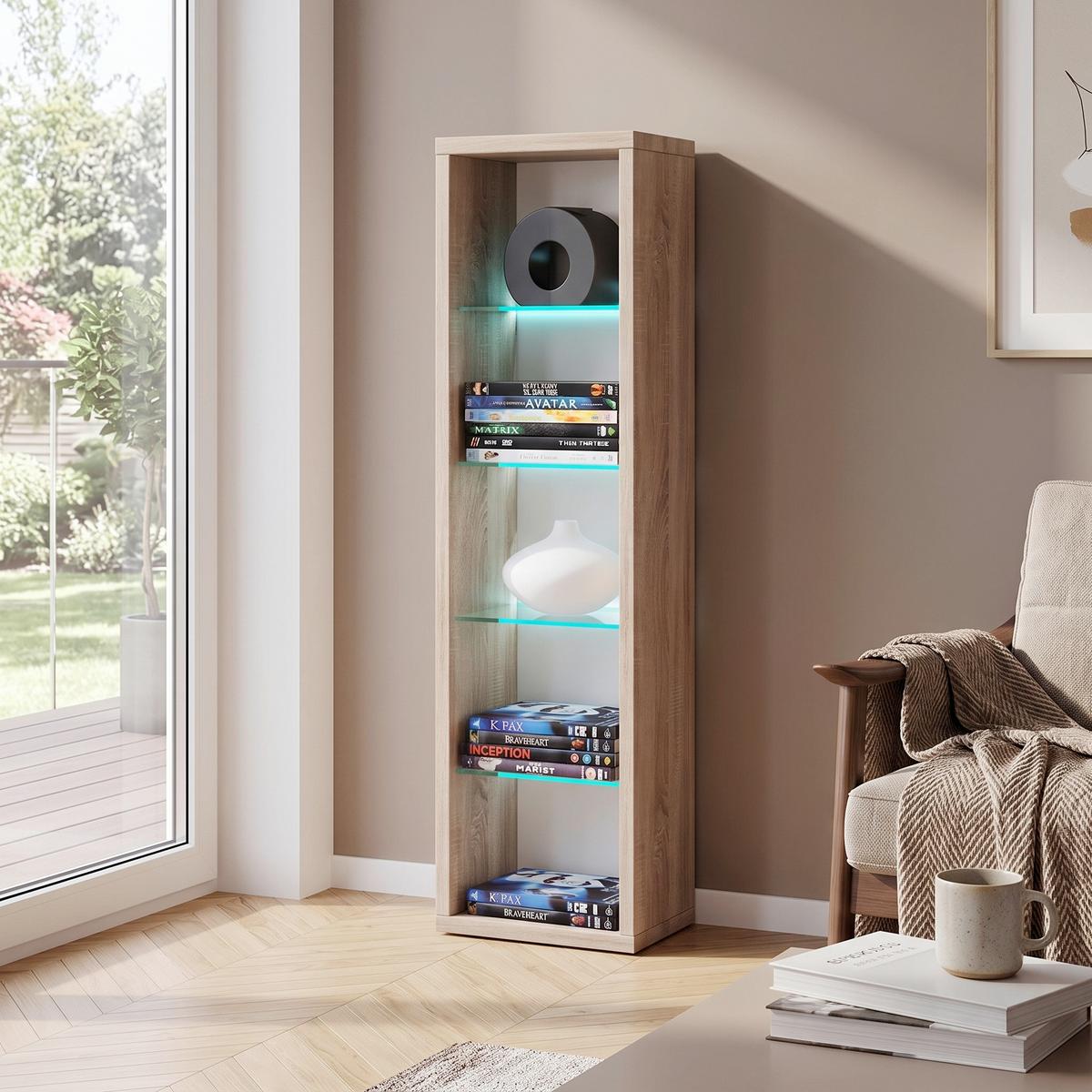 Regal Rasato L 21 cm Sonoma Eiche - Sonoma Eiche, Basics, Glas/Holzwerkstoff (21/77/20cm) - MID.YOU
