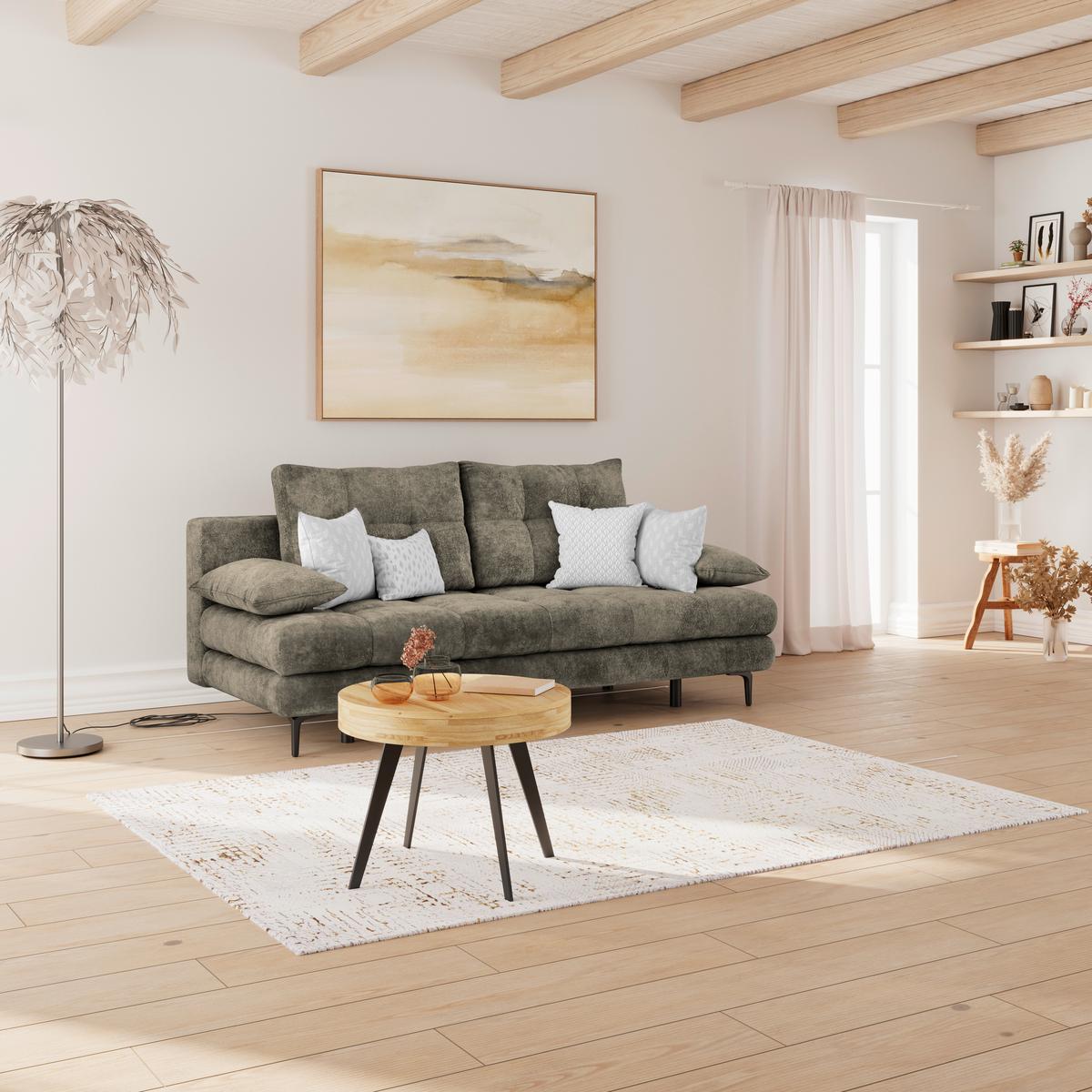 Schlafsofa Perla Mokka B: 203 cm - Schwarz/Mokka, KONVENTIONELL, Textil (203/94/96cm)