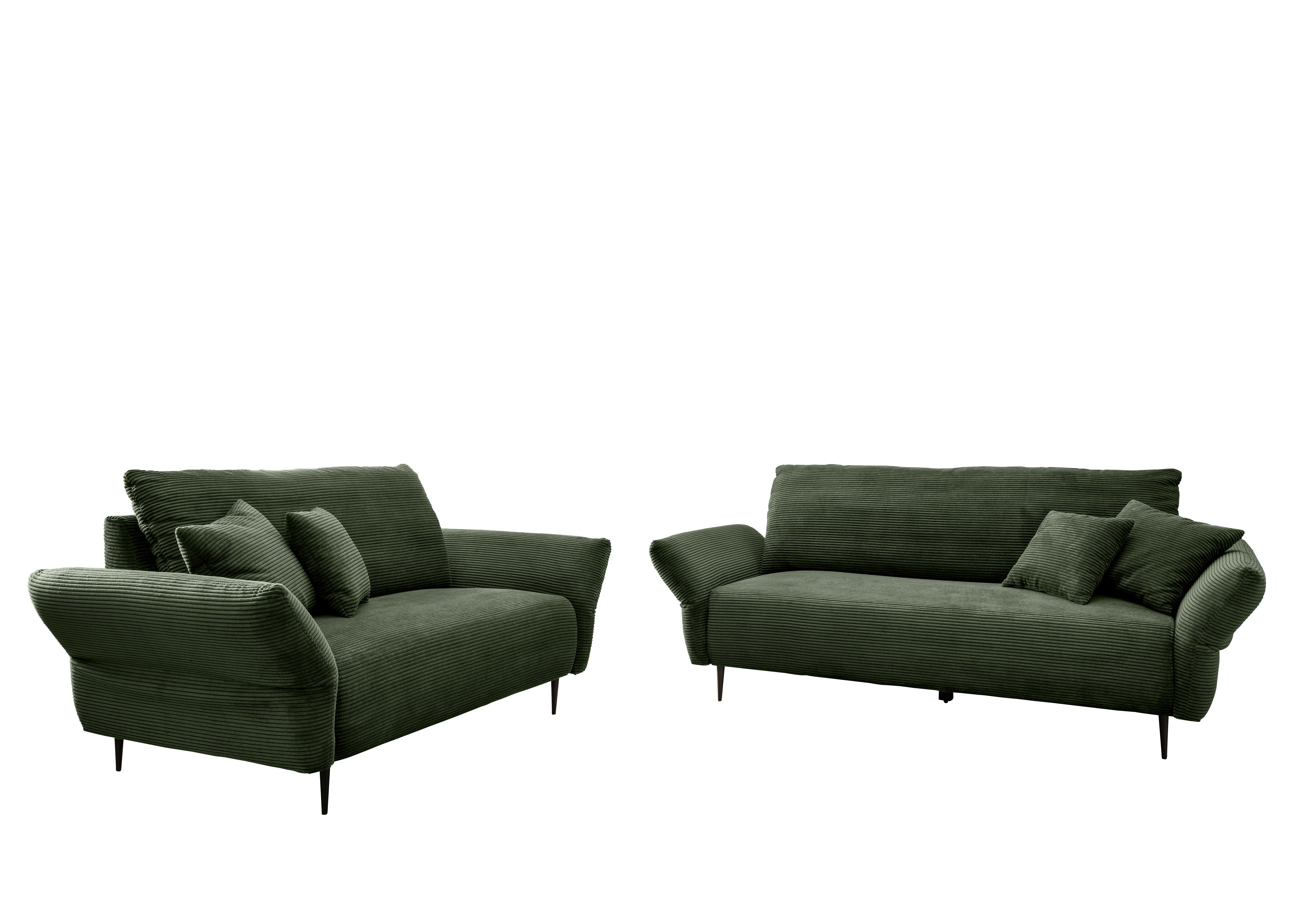 SITZGARNITUR Vanilla 2 tlg Dunkelgrün - Dunkelgrün/Schwarz, Design, Textil - P & B