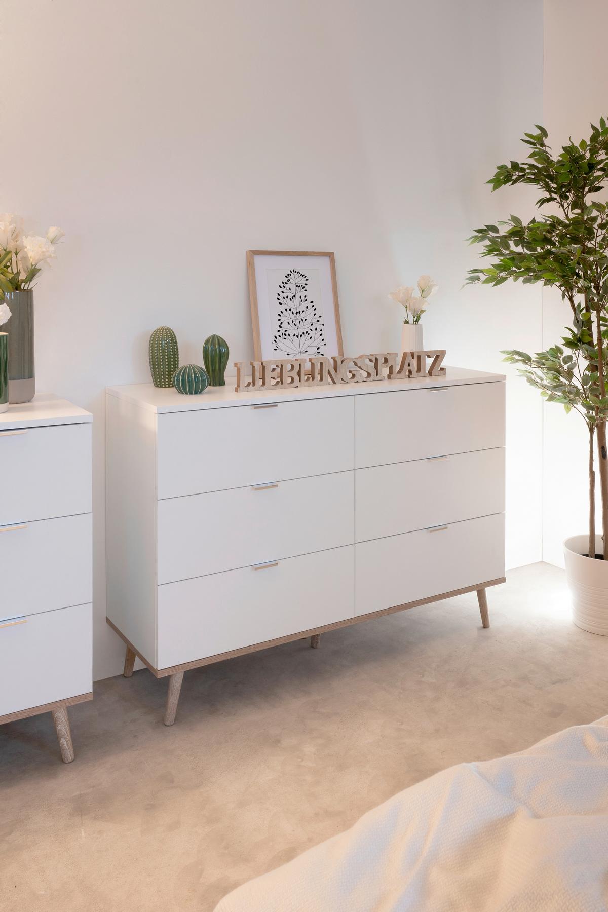 Kommode Göteborg Weiß/sonoma Eiche B: 120 Cm - Weiß/Sonoma Eiche, KONVENTIONELL, Holzwerkstoff (120/87/40cm) - MID.YOU