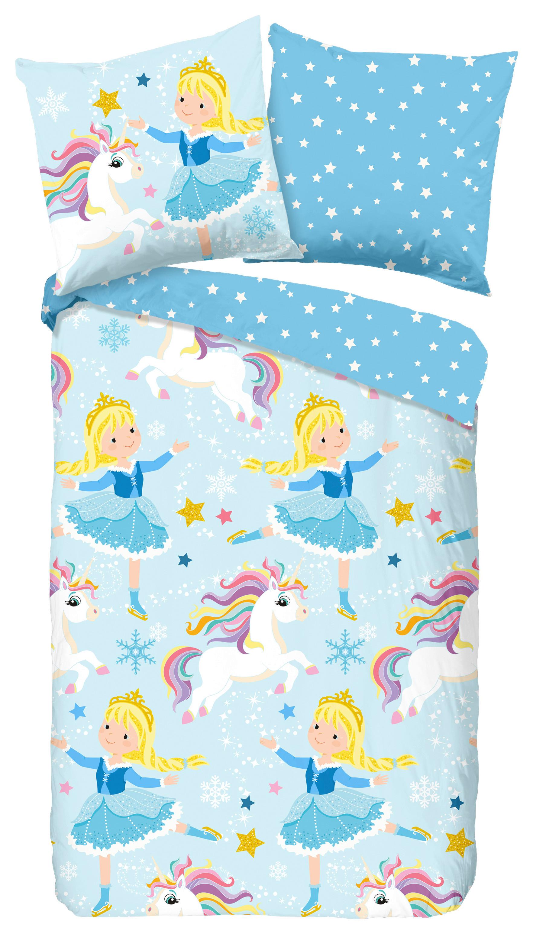 Kinderbettwäsche Iceprincess Blau 135x200 cm - Blau, Design, Textil (135/200cm)
