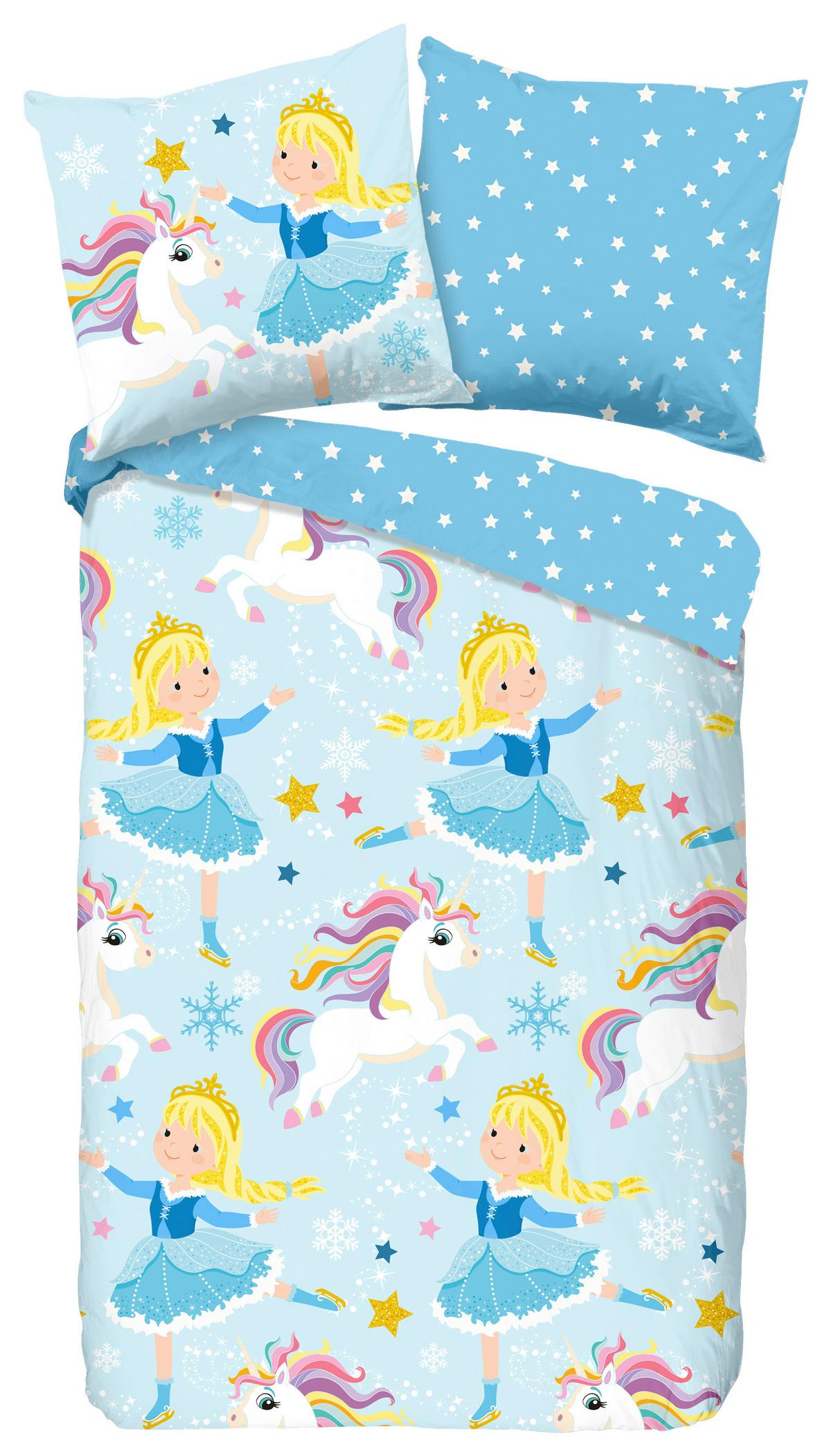 Kinderbettwäsche Iceprincess Blau 135x200 cm - Blau, Design, Textil (135/200cm)
