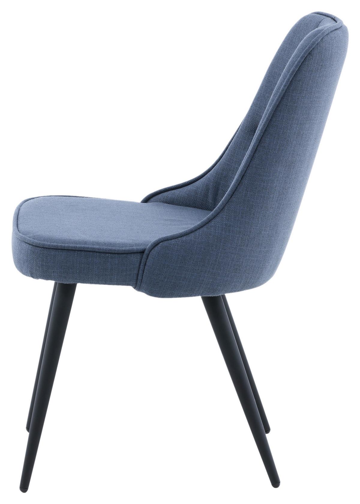 Stuhl-Set Velvet Deluxe - Blau/Schwarz, Design, Kunststoff/Textil (50/88.5/66cm) - Livetastic