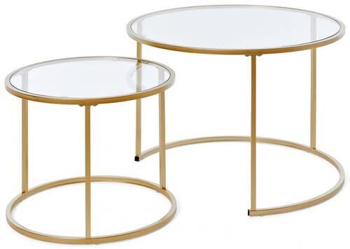 Beistelltisch 2-teilig Sol Coffee Set Weiß/goldfarben - Goldfarben/Weiß, KONVENTIONELL, Holzwerkstoff/Metall (73,4/73,4/50cm) - Livetastic