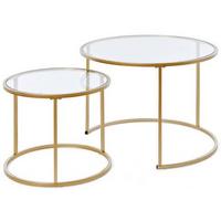 Beistelltisch 2-teilig Sol Coffee Set Weiß/goldfarben - Goldfarben/Weiß, KONVENTIONELL, Holzwerkstoff/Metall (73,4/73,4/50cm) - Livetastic