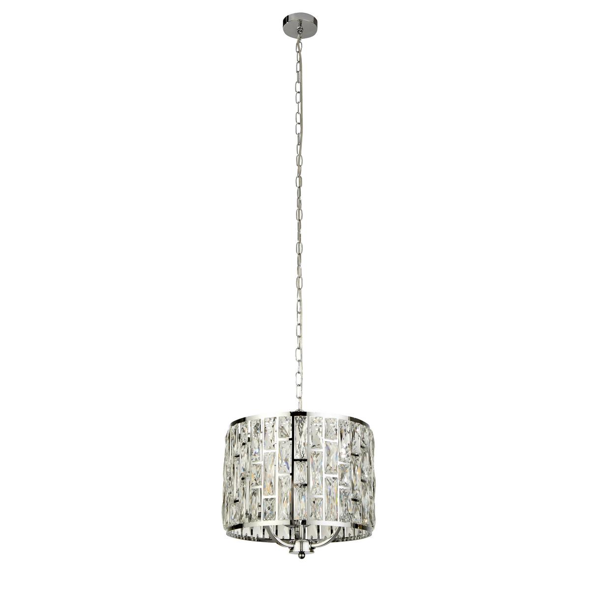 Hängeleuchte Bijou H: 144 cm 3-Flammig - Chromfarben, Design, Glas/Metall (38/38-144cm)