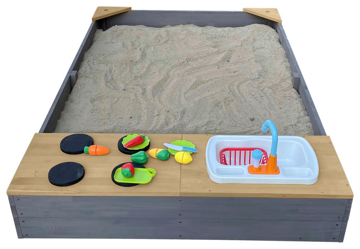 Sandkasten A031.015.20 - Braun/Grau, KONVENTIONELL, Holz (115/21,8/180cm) - Ambia Garden