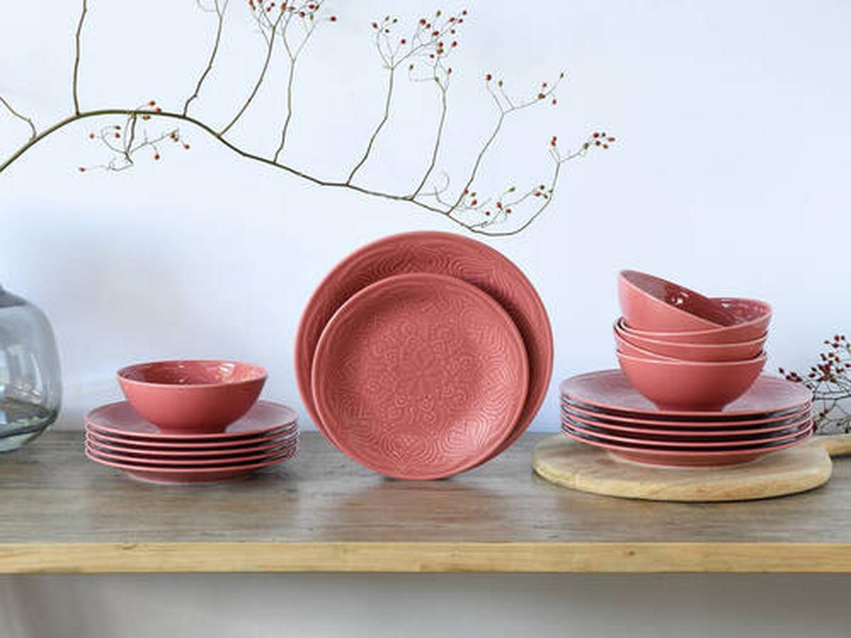 Tafelservice 21630 Orient Mandala - Dunkelrosa, Trend, Keramik - Creatable